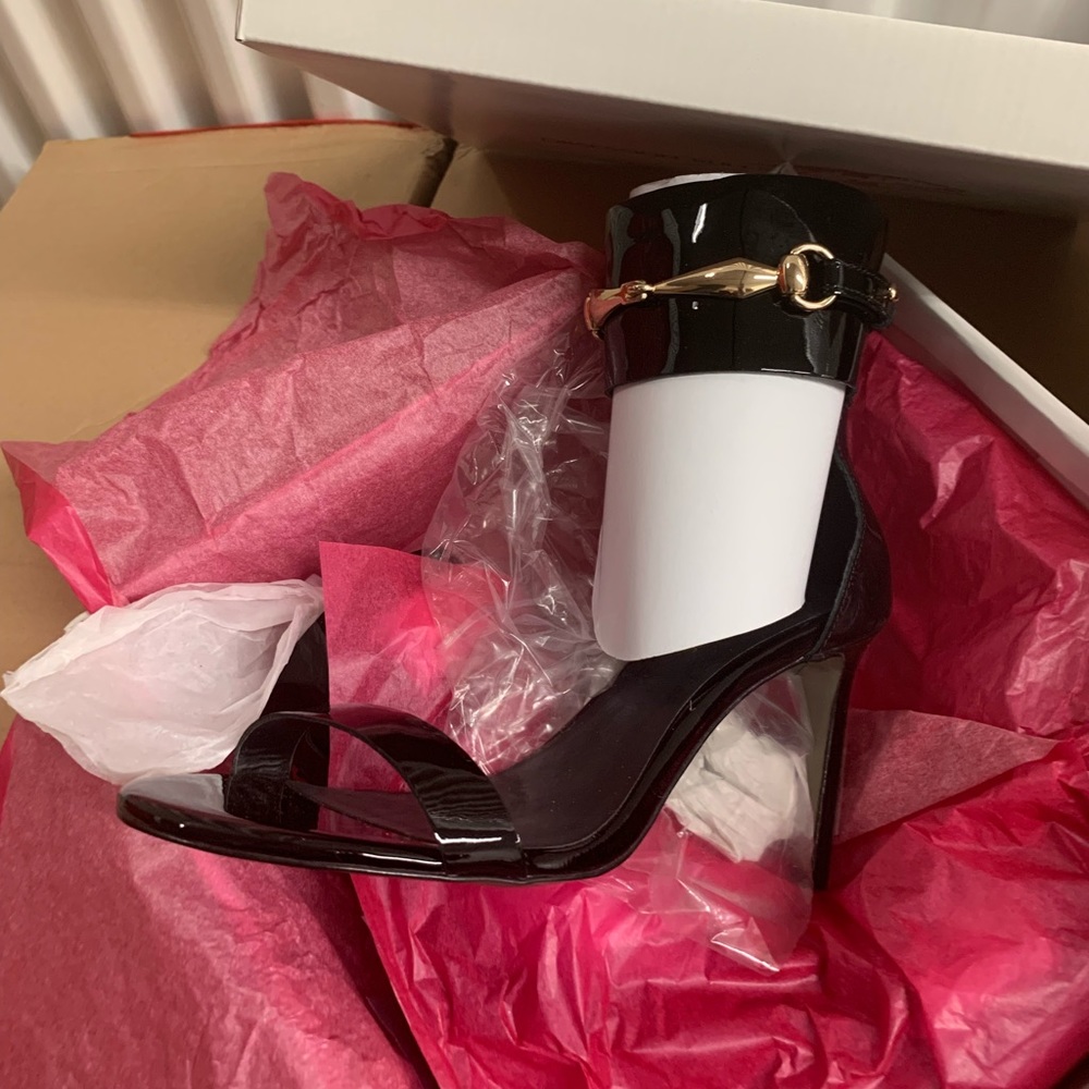 Black patent leather sandals/heels